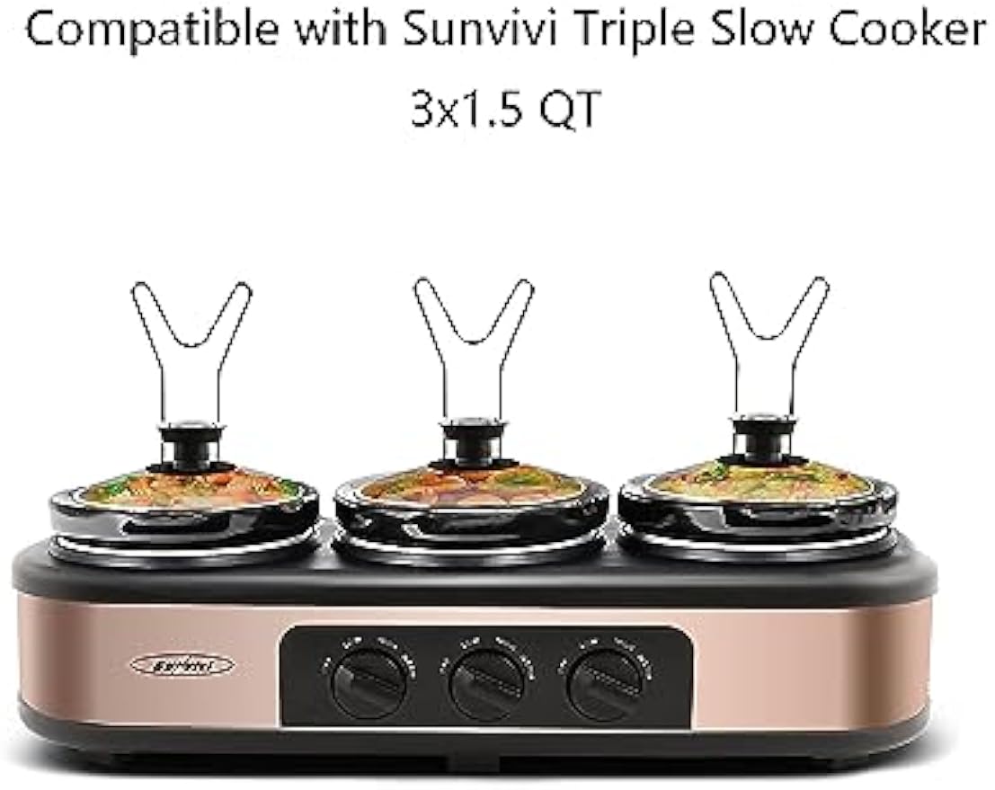 Triple Slow Cooker Ceramic Replacement Insert for Sunvivi,1.5-Quart Black, Dishwasher Safe