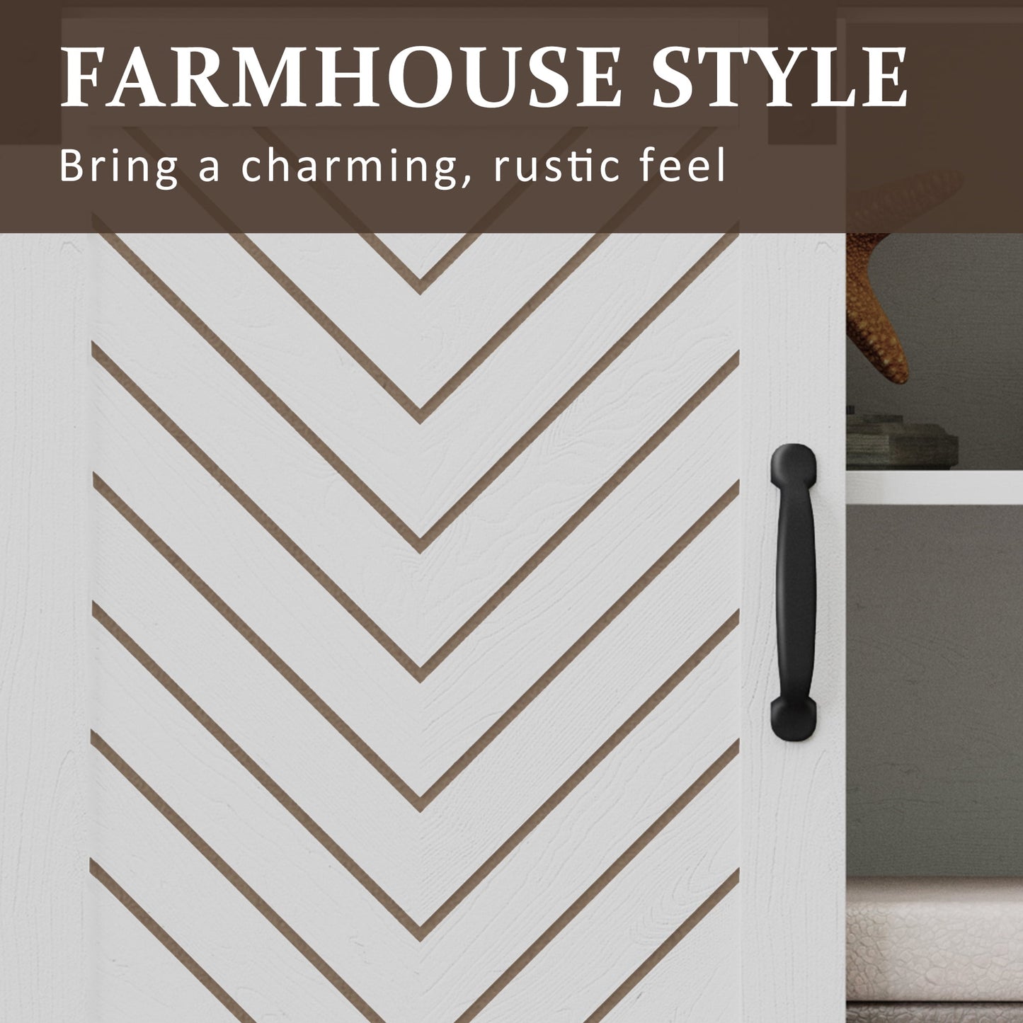 Superjoe TV Stand for TVs up to 70", 34" Tall Entertainment Center w/Sliding Doors, Modern Wood Media Console Storage Cabinet for Living Room Bedroom, Wood-Tone and White