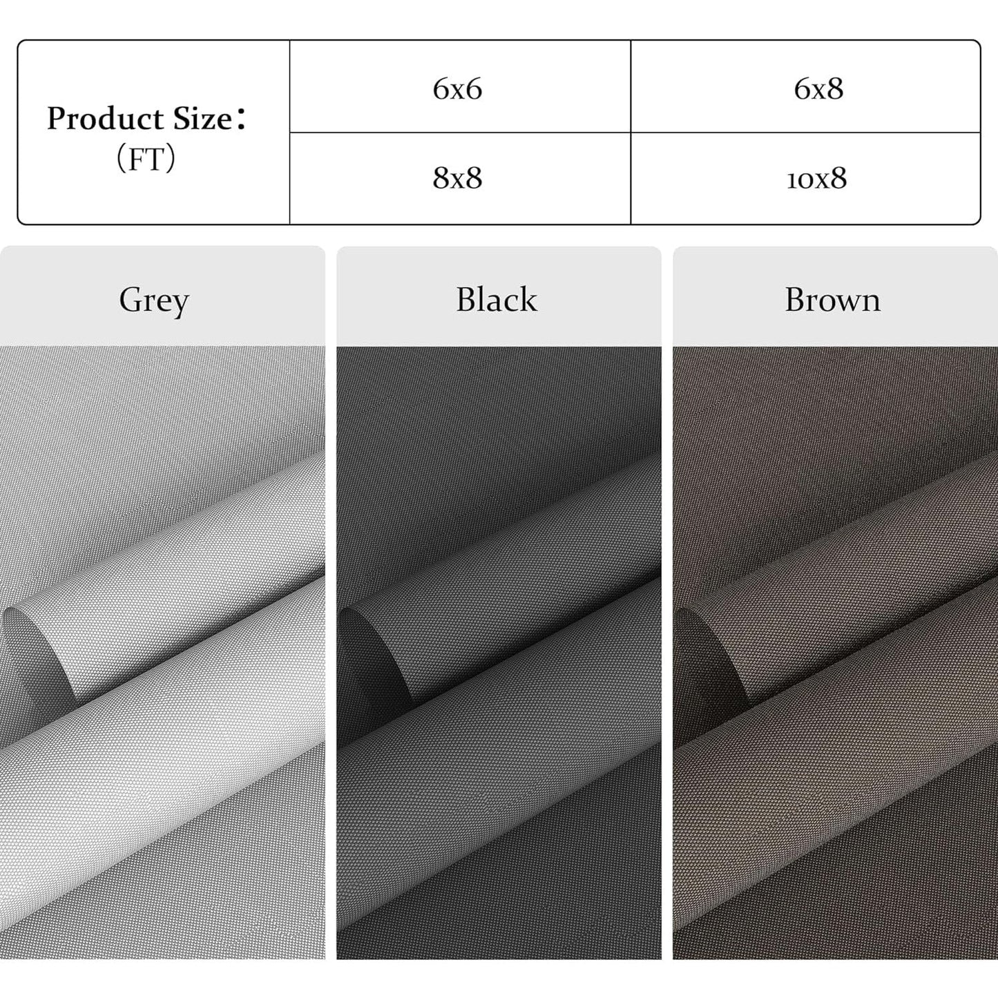 sunvivicollection Cordless Outdoor Roller Sun Shade with Pole£¬6'Wx8'H 420GSM 95% Blockout Waterproof Outdoor Blinds Roll Up for Gazebo Porch, Deck, Pergola,Grey