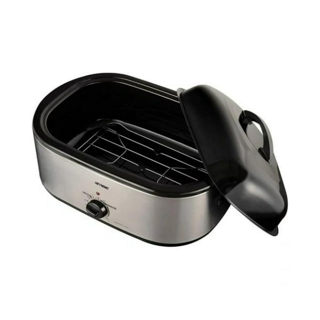 CozyHome 20 QT Electric Roaster Oven Turkey Roaster Pan, Stainless Steel Self-Basting Lid Removable Insert Pot, Silver
