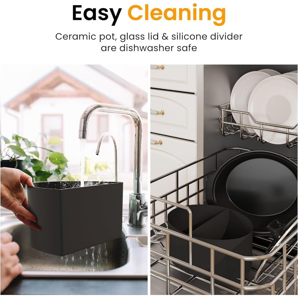 Superjoe Programmable Slow Cooker 6 Quart with 2 in 1 Silicone Liners, Multi-Cooker Food Warmer with Digital Timer, 3 Cooking Settings, Dishwasher-Safe Removable Ceramic Pot & Lid, Silver.