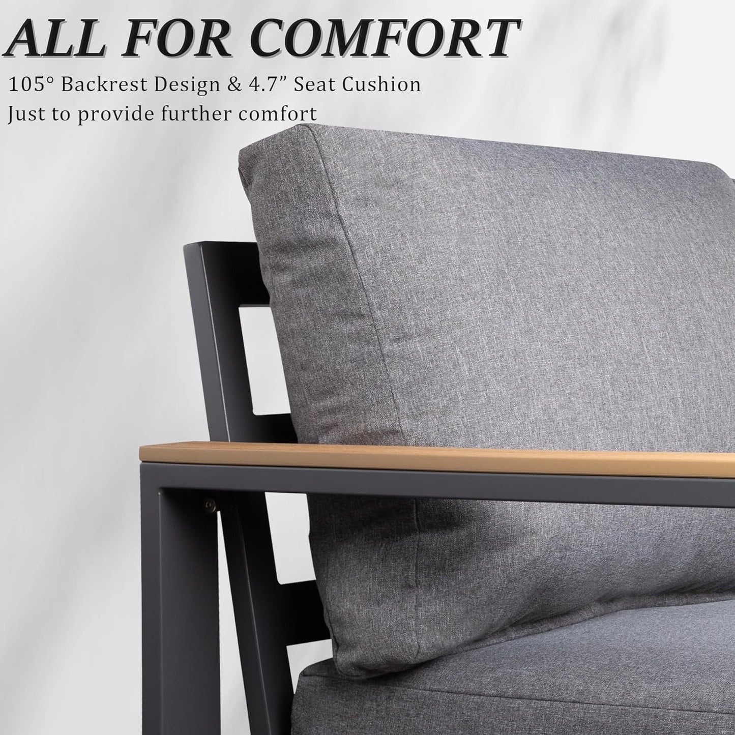 sunvivicollection Aluminum Patio Furniture Set, 8 Piece Outdoor Conversation Set with Coffee Table, Metal Outdoor Patio Furniture Set for Porch Backyard Garden, Grey