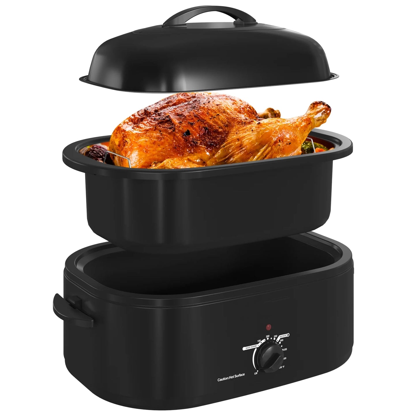 CozyHome 20 QT Electric Roaster Oven, Stainless Steel Roaster Pan for Turkey, Black