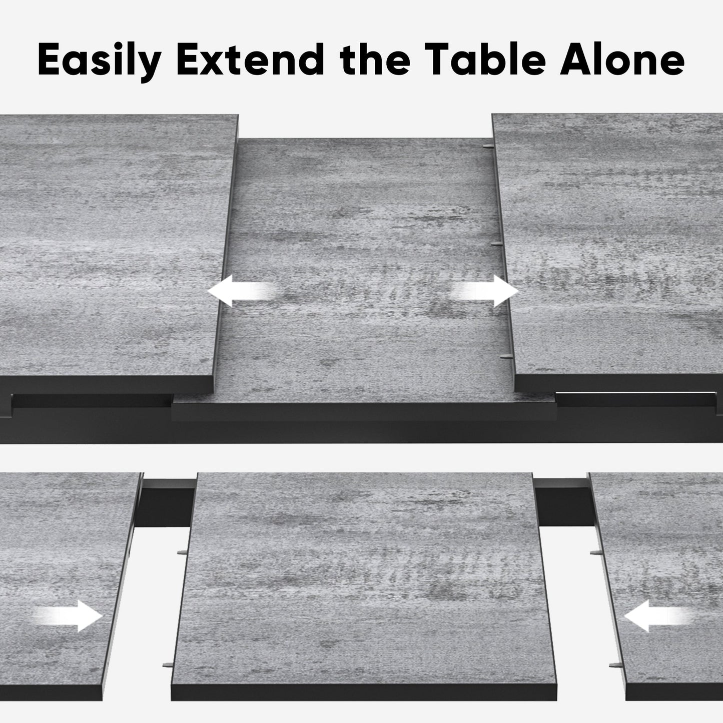 sunvivicollection Patio Dining Expandable Table, 59"- 75" Aluminum Outdoor Dining Table, Rectangular Patio Table with Adjustable Feet, Metal Outdoor Table for 4-8 Person, Backyard Garden Porch Deck, Grey