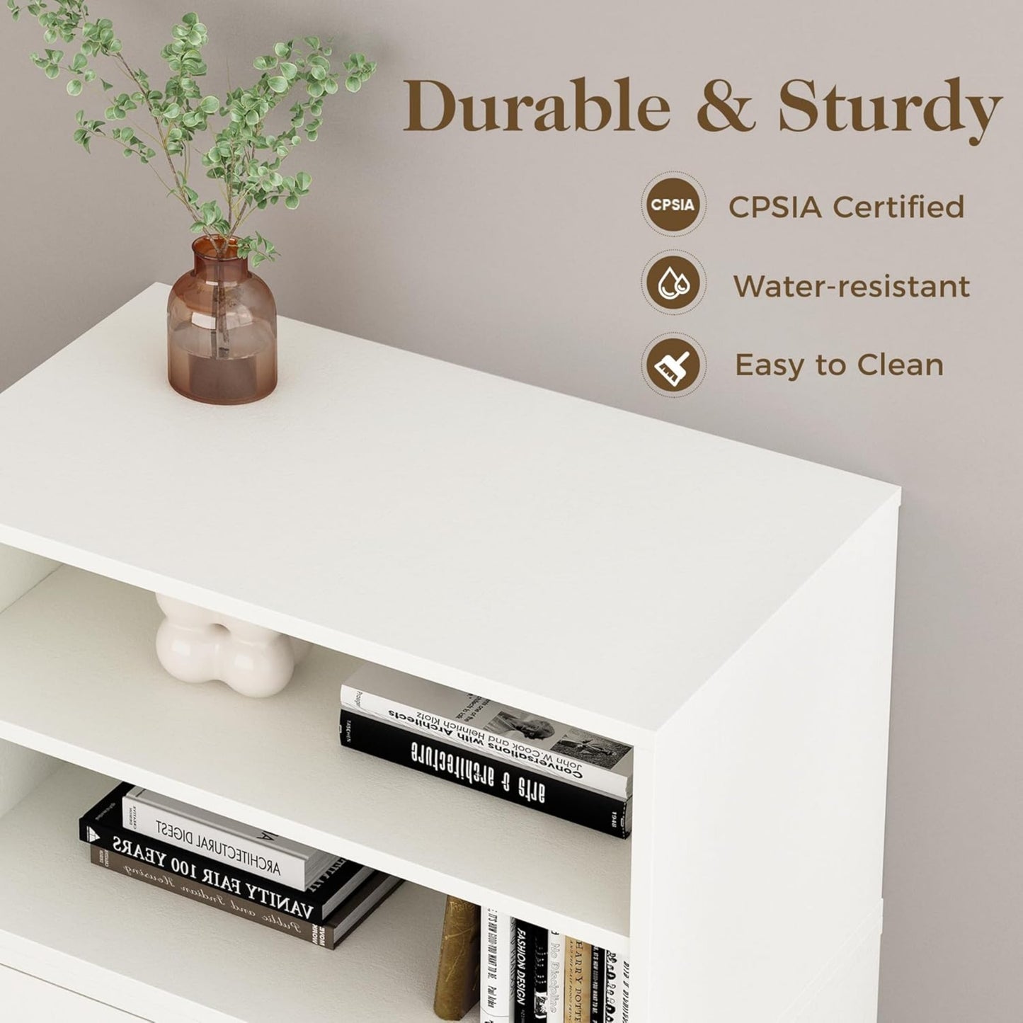 Superjoe Cube Storage Organizer, 2 Tiers Stackable Bookcase with Adjustable Shelf, White Single Cube Shelf, Modular Storage System, Wooden Display Shelf for Living Room, Bedroom, Apartment, Dorm