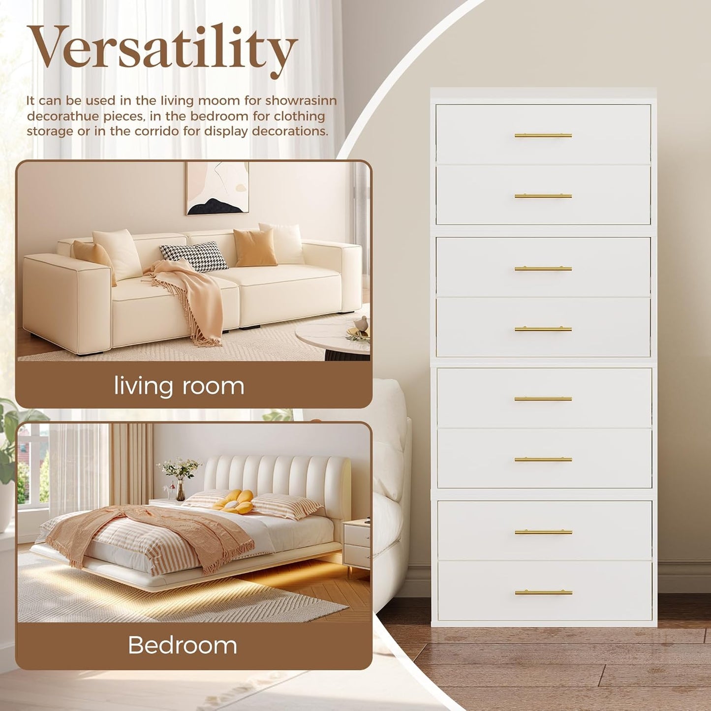 Superjoe Cube Storage Organizer, 2-Drawer Stackable Bookshelf, White Single Cube Shelf, Modular Cubby Storage System, Wooden Display Shelf for Closet, Living Room, Bedroom, Apartment, Dorm