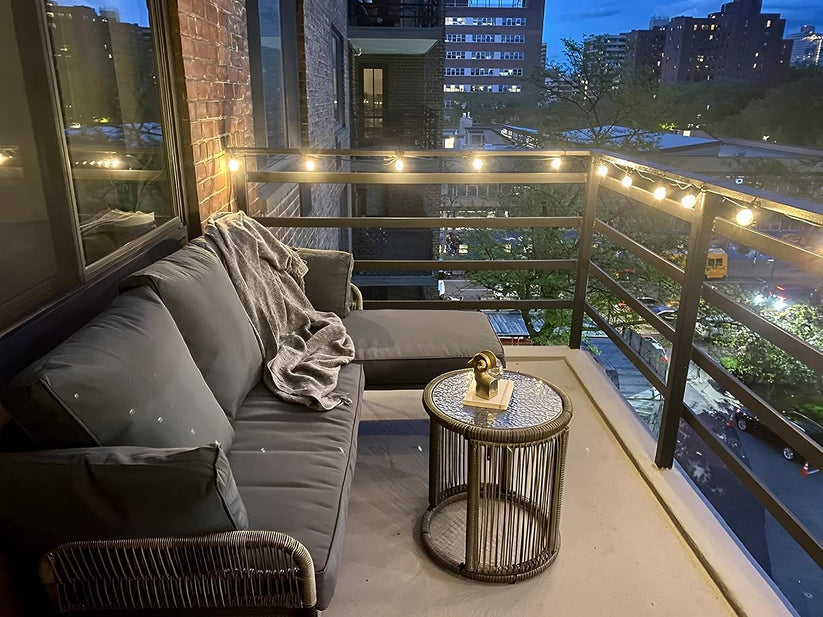 Royalcraft Patio Furniture Set, Outdoor Sectional Furniture Sets with Woven Rope Accents and 4-inch Cushions, L-Shaped Patio Conversation Sets with Detachable Lounger and Side Table