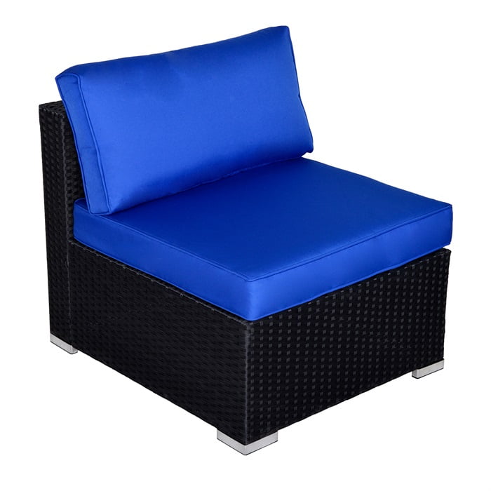 Sunvivi Patio Furniture Set with Cushions, PE Wicker Outdoor Conversation Sofa Patio Sectional Coffee Table for Garden, Beach, Balcony and Poolside, Aluminum Frame