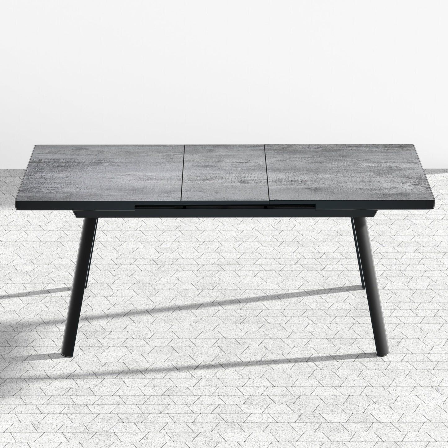 sunvivicollection Patio Dining Expandable Table, 59"- 75" Aluminum Outdoor Dining Table, Rectangular Patio Table with Adjustable Feet, Metal Outdoor Table for 4-8 Person, Backyard Garden Porch Deck, Grey