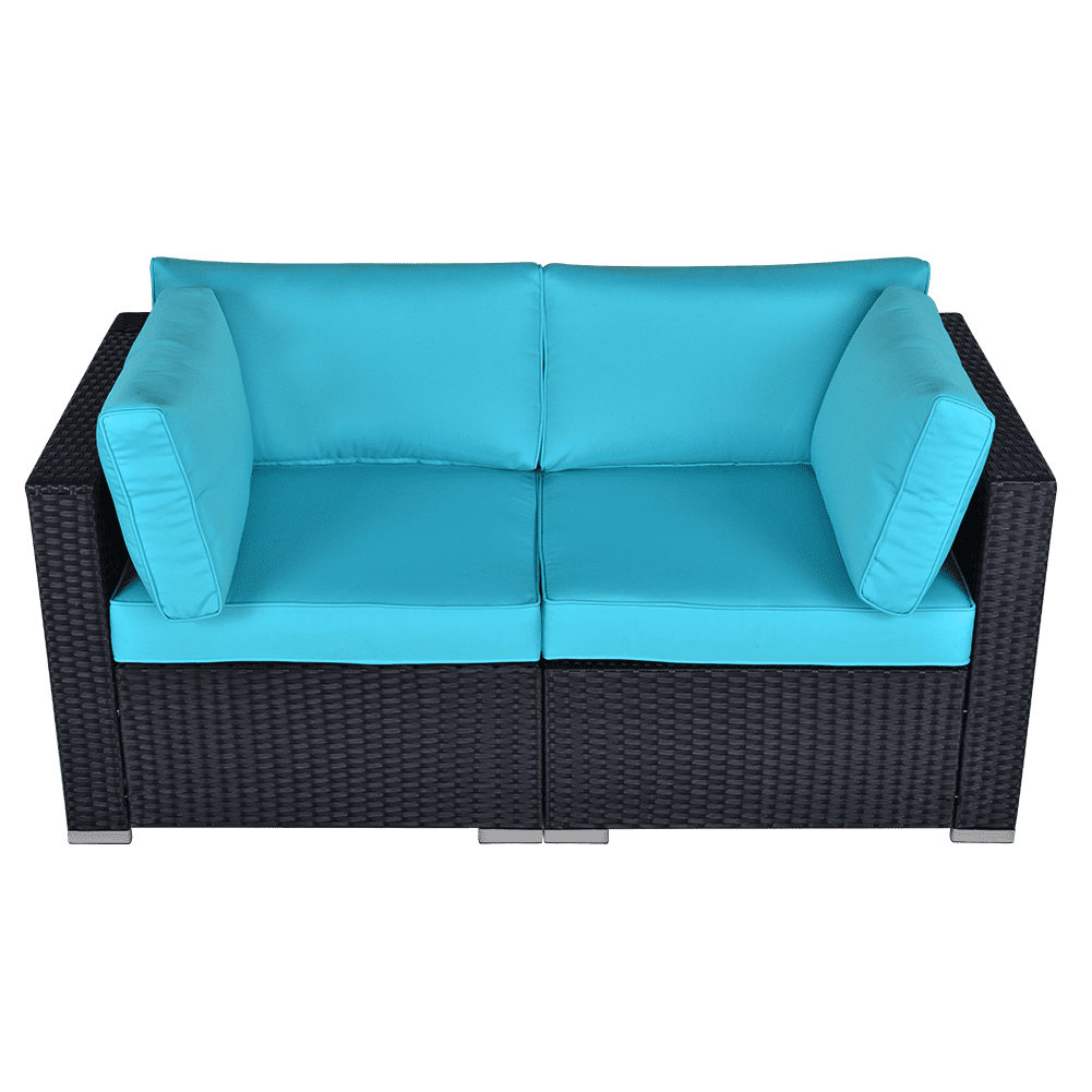 Sunvivi Patio Furniture Set with Cushions, PE Wicker Outdoor Conversation Sofa Patio Sectional Coffee Table for Garden, Beach, Balcony and Poolside, Aluminum Frame