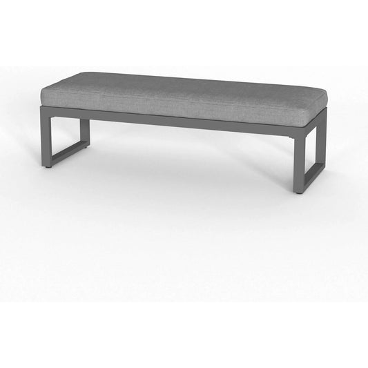 sunvivicollection Aluminum Outdoor Patio Bench, Upholstered Bench with Thick Cushion for Porch Balcony Backyard, Grey