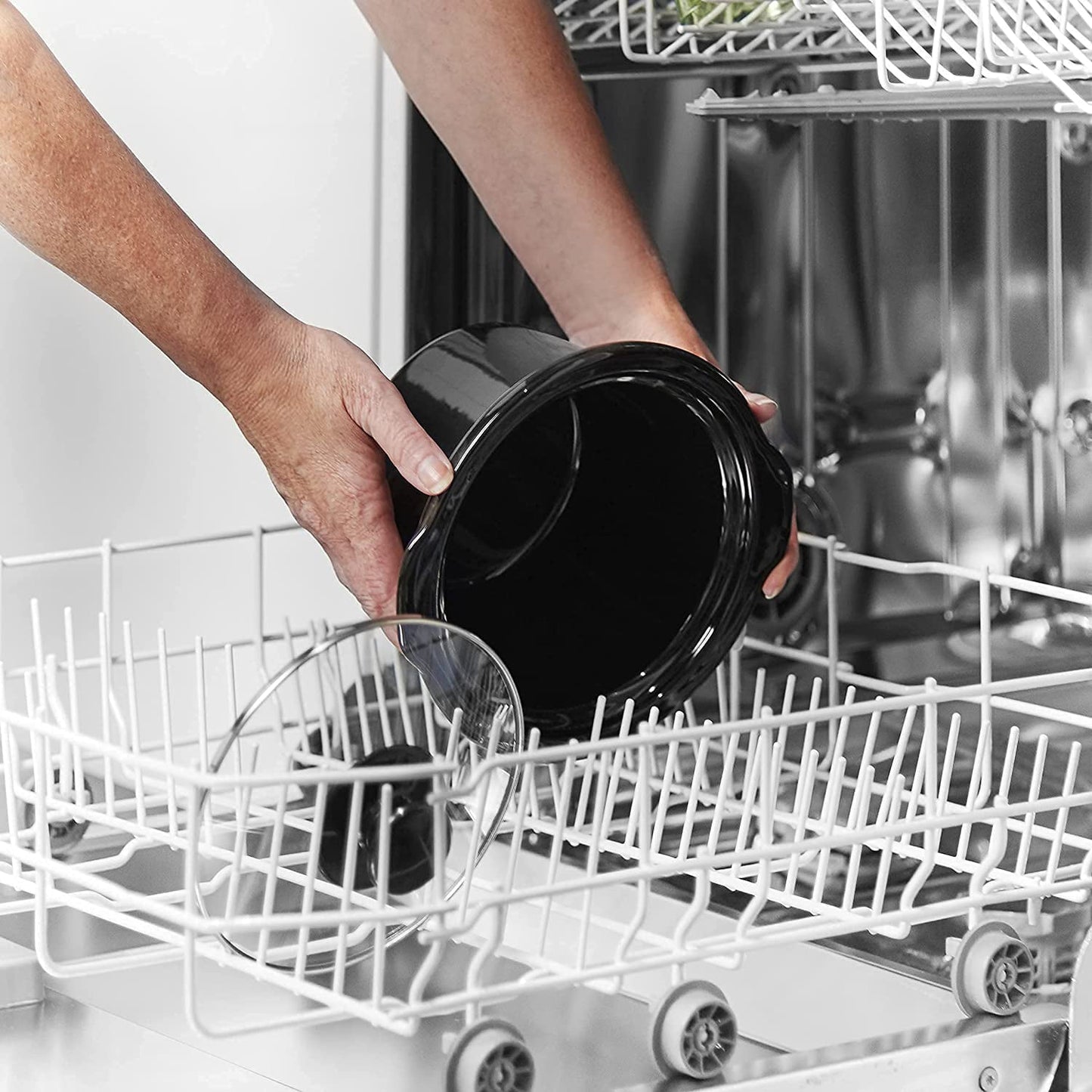 SUNVIVI Dual Pot Slow Cooker, 2 Pot Small Mini Crock Buffet Server and Warmer with Ceramic Pot, Adjustable Temp