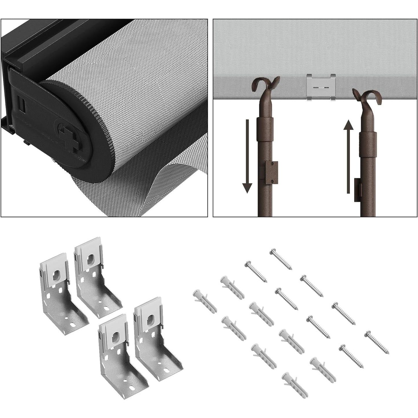 sunvivicollection Cordless Outdoor Roller Sun Shade with Pole£¬8'Wx8'H 420GSM 95% Blockout Waterproof Outdoor Blinds Roll Up for Gazebo Porch, Deck, Pergola,Grey