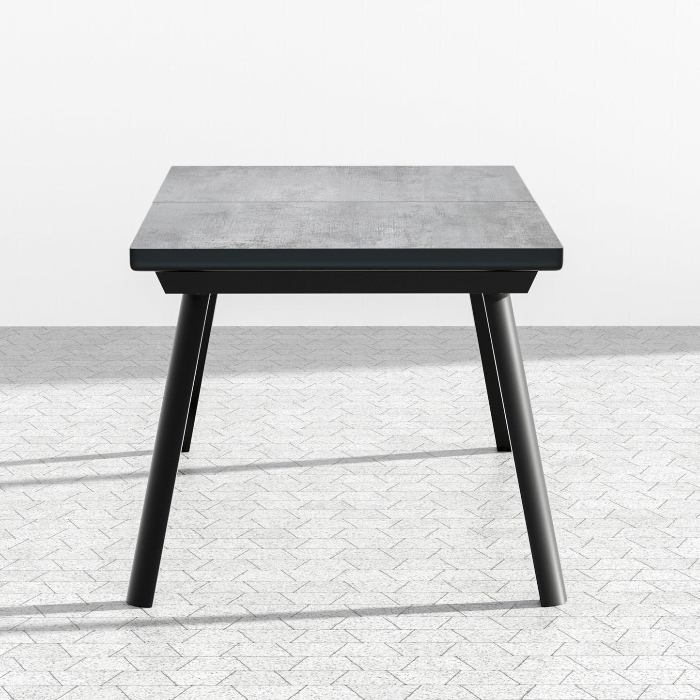 sunvivicollection Patio Dining Expandable Table, 59"- 75" Aluminum Outdoor Dining Table, Rectangular Patio Table with Adjustable Feet, Metal Outdoor Table for 4-8 Person, Backyard Garden Porch Deck, Grey