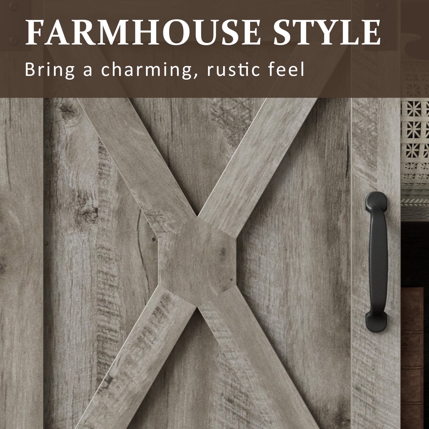 Superjoe Farmhouse TV Stand for TVs up to 70", Modern Entertainment Center w/Sliding Barn Doors, Media Console Storage Cabinet for Living Room Bedroom, Light Grey