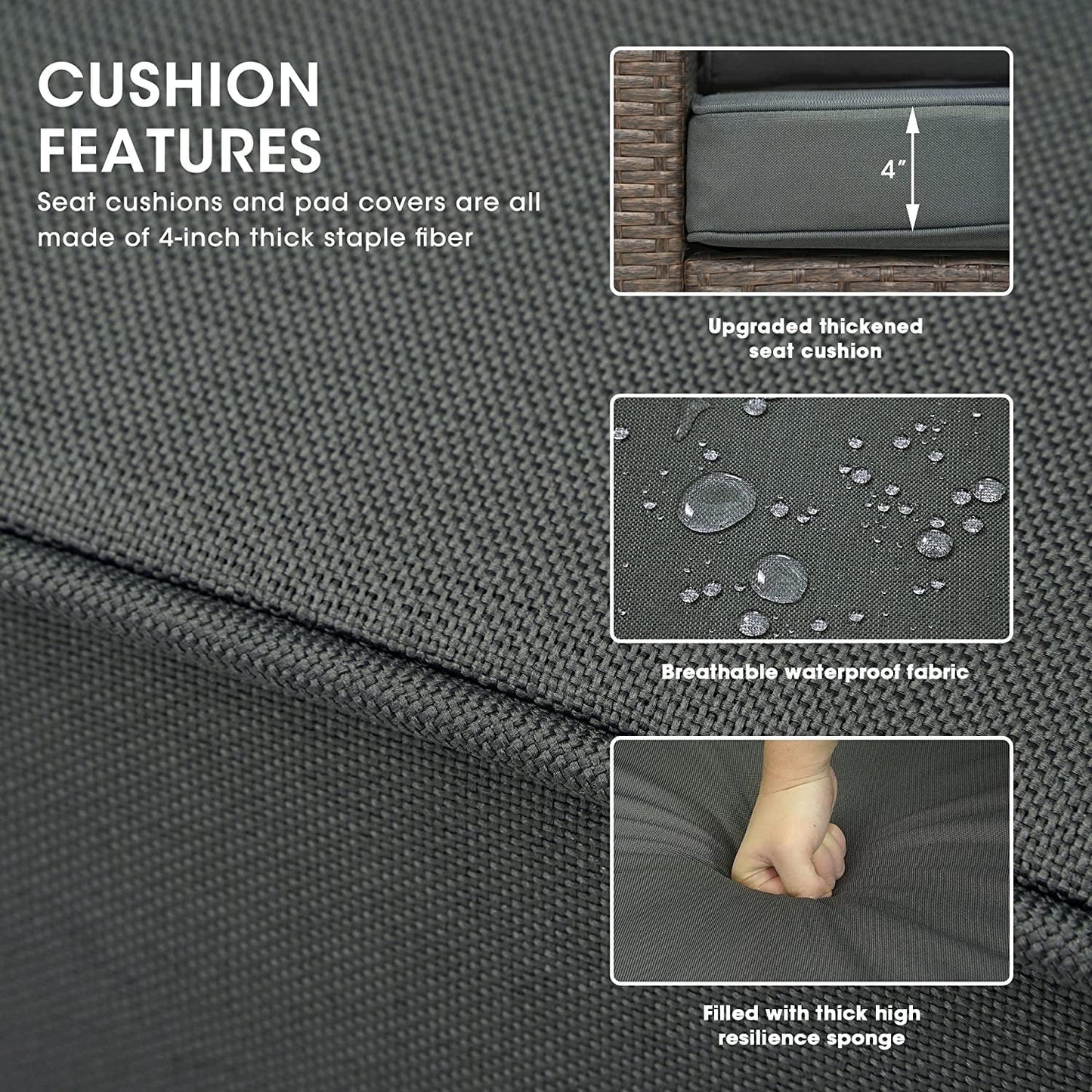 sunvivicollection Patio Furniture Set with Cushions, PE Wicker Outdoor Conversation Set Outdoor Sectional Sofa for Garden, Beach, Balcony and Poolside, Aluminum Frame