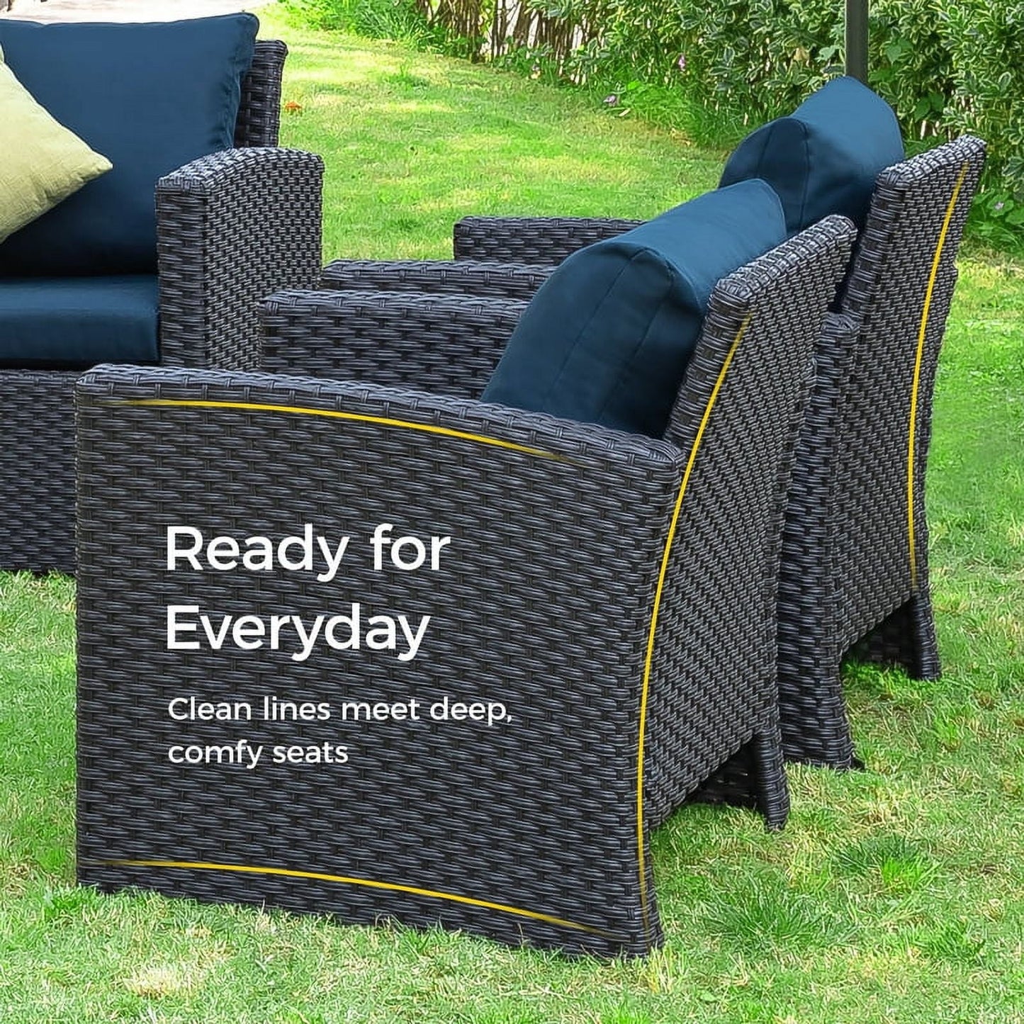 Royalcraft 9 Pieces Patio Furniture Set, All Weather PE Wicker Rattan Outdoor Sectional Sofa with Storage Box and Cushion, Outdoor Furniture for Lawn Backyard Poolside Porch