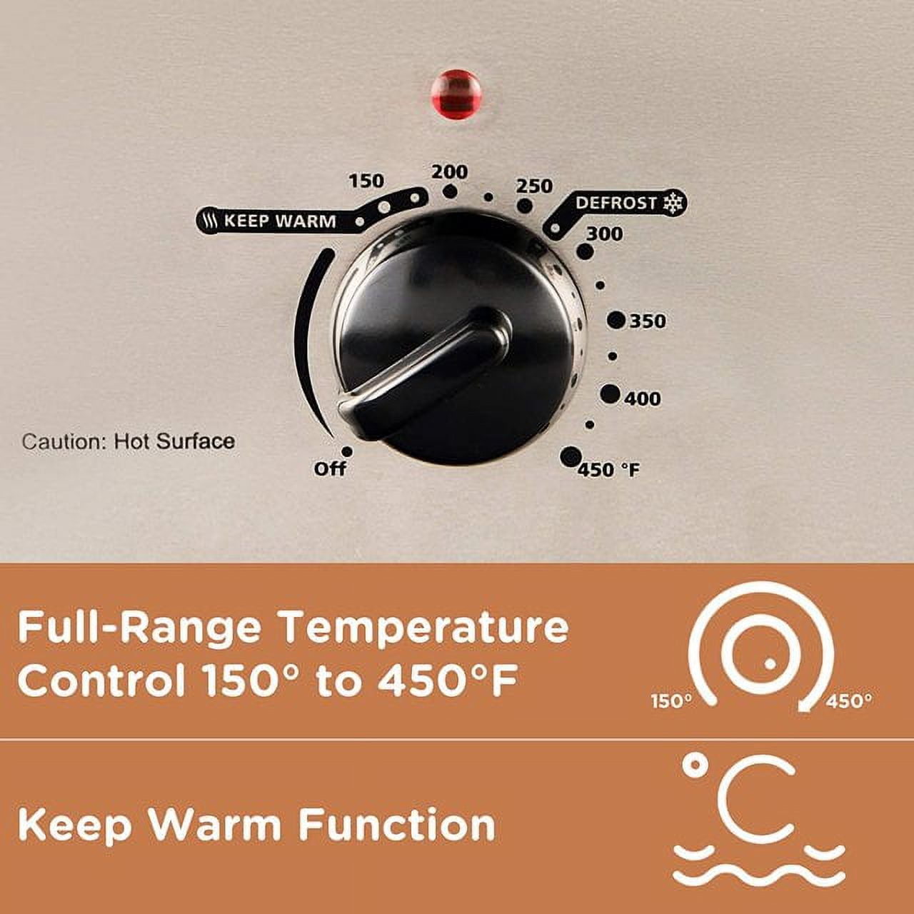 CozyHome 20 QT Electric Roaster Oven Turkey Roaster Pan, Stainless Steel Self-Basting Lid Removable Insert Pot, Silver