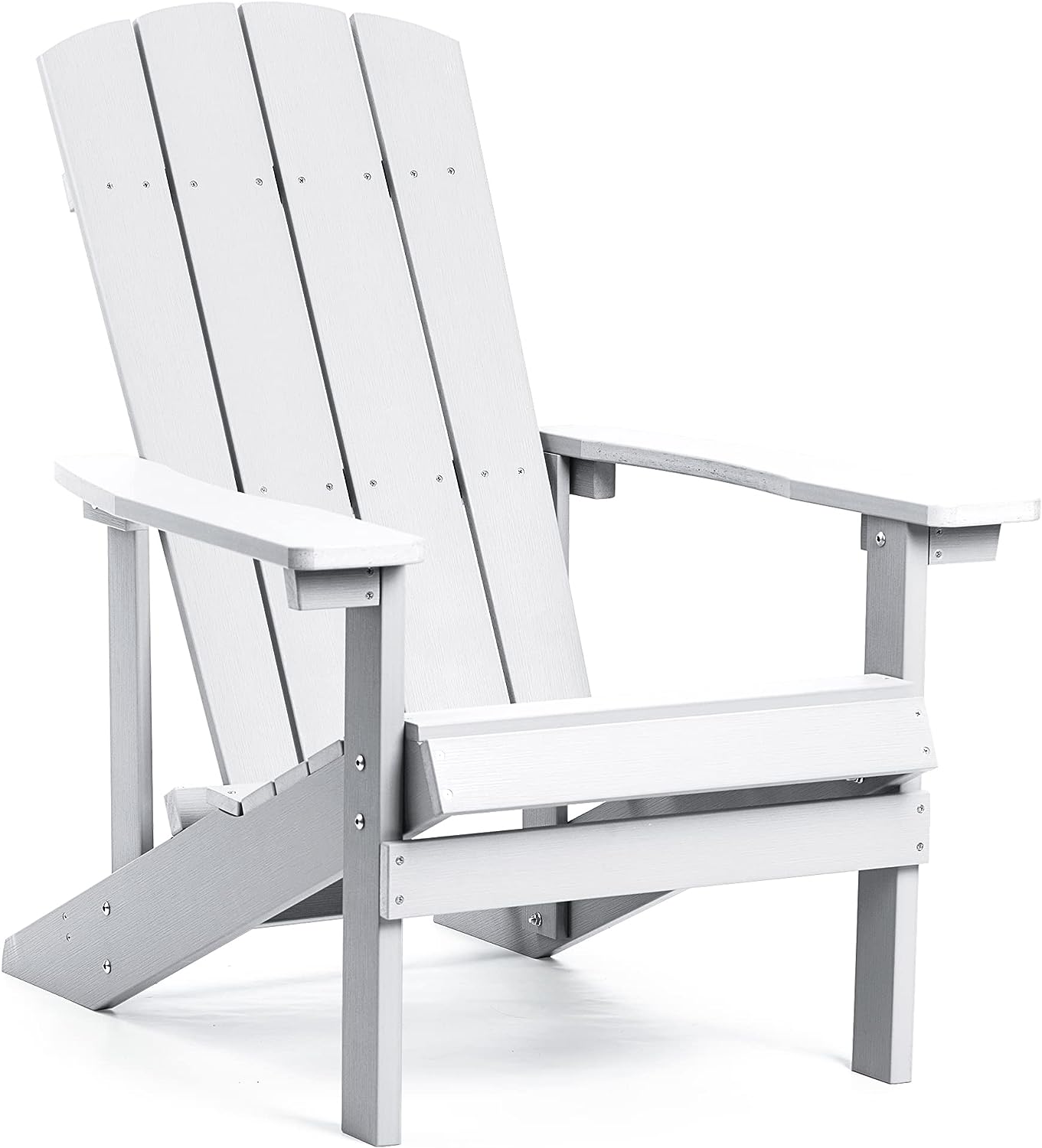 Adirondack Chairs Set of 2, All Weather Modern Fire Pit Chair with Real-like Wood Grain and Wide Armrest, Plastic Adirondack Outdoor Chair with Deep Seating and Reclined High Back, 350 lbs, Brown