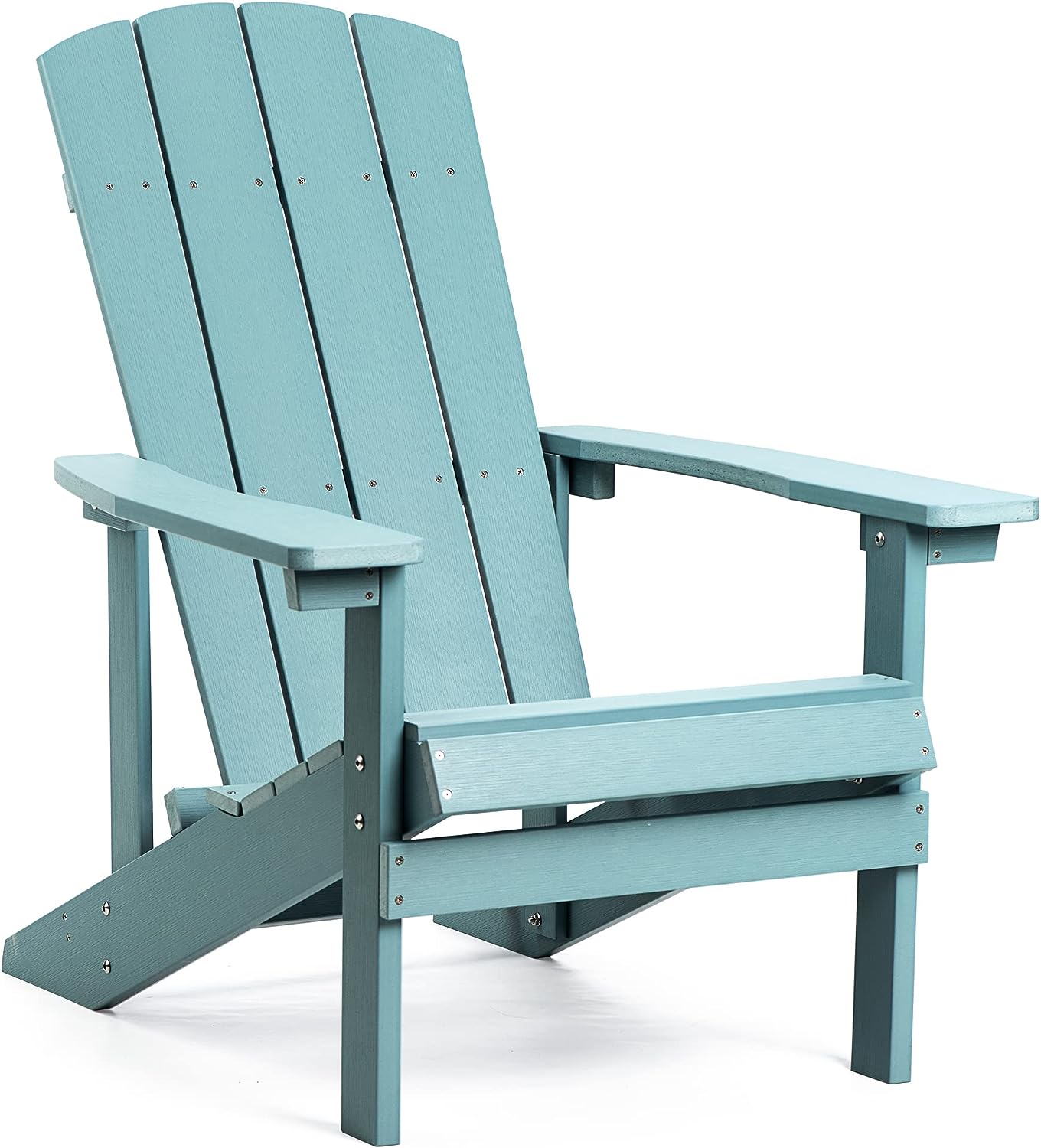 Adirondack Chairs Set of 2, All Weather Modern Fire Pit Chair with Real-like Wood Grain and Wide Armrest, Plastic Adirondack Outdoor Chair with Deep Seating and Reclined High Back, 350 lbs, Brown