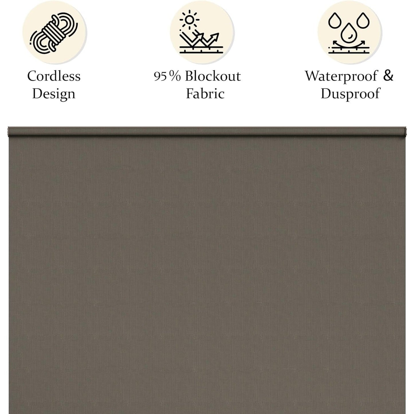 sunvivicollection Cordless Outdoor Roller Sun Shade with Pole£¬6'Wx6'H 420GSM 95% Blockout Waterproof Outdoor Blinds Roll Up for Gazebo Porch, Deck, Pergola,Brown