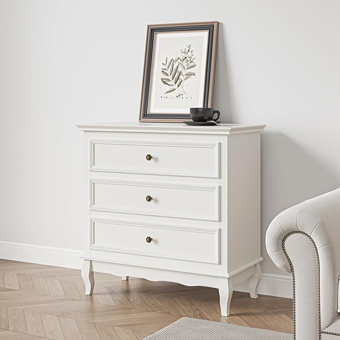 Royalcraft Dresser for Bedroom, Modern 7 Drawer Dresser with Solid Wood Legs and Painted Finish, White Chest of Drawers, Wooden Storage Closet Cabinet Organizer for Nursery, Living Room, Hallway