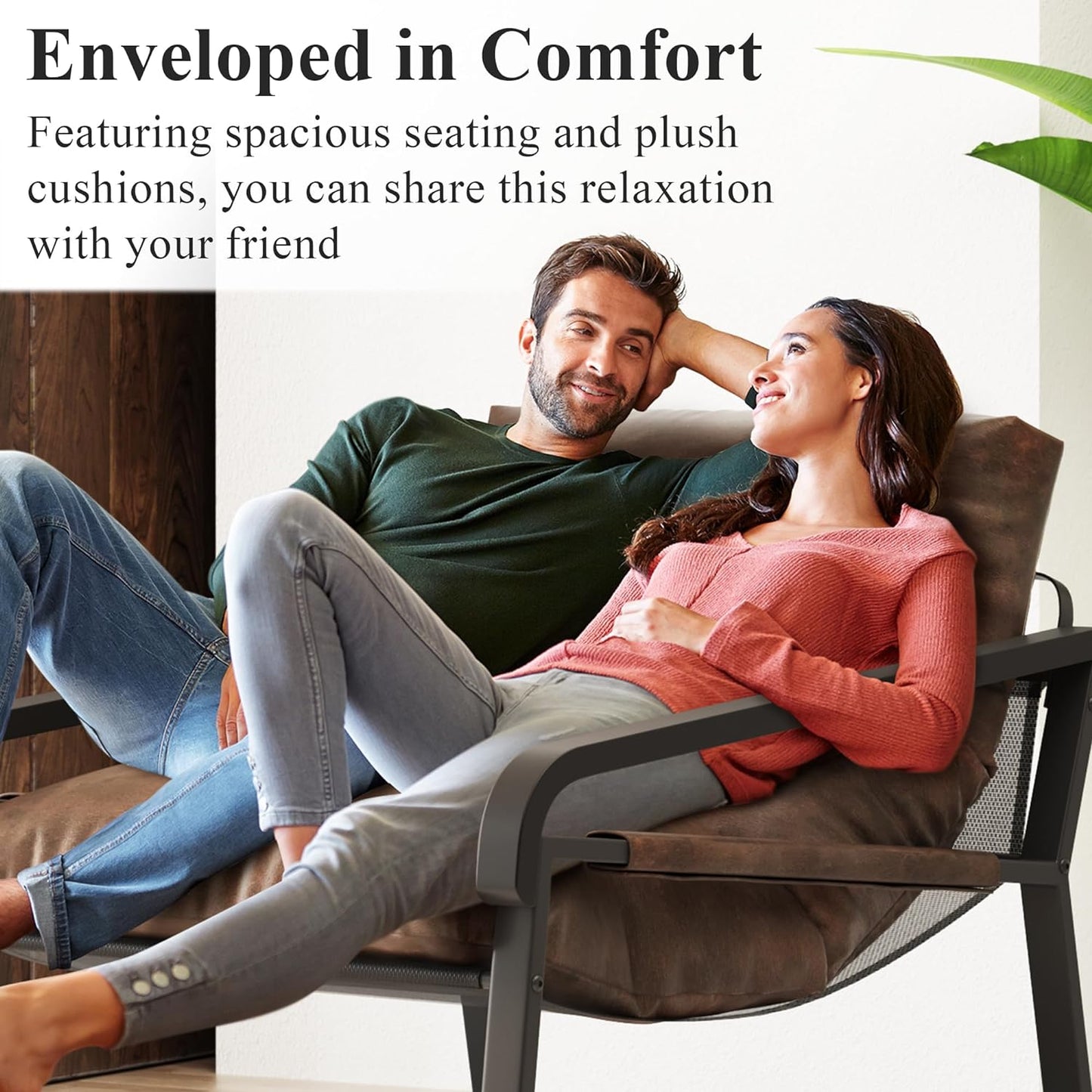 Large Modern Accent Chair with Soild Wood Arms and Metal Frame, Mid Century Upholstered Lounge Sofa Chair with Removable Cushion for Living Room, Bedroom, Home Office, Brown