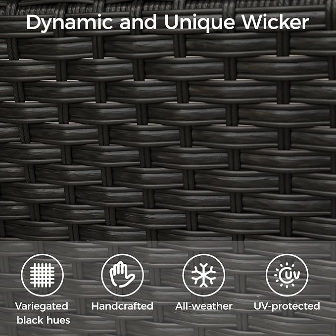 5 Pieces Patio Furniture Set, All Weather PE Wicker Rattan Outdoor Furniture with Coffee Table and Storage Box, Outdoor Sectional Sofa for Lawn Backyard Poolside Porch Garden, Grey