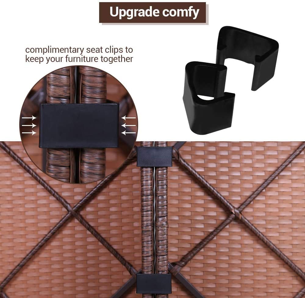 Sunvivi Patio Furniture Set with Cushions, PE Wicker Outdoor Conversation Sofa Patio Sectional Coffee Table for Garden, Beach, Balcony and Poolside, Aluminum Frame