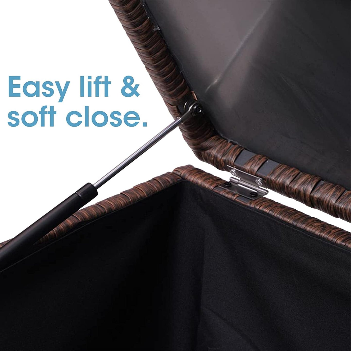 Sunvivi Outdoor/Indoor Wicker Storage Box, Rattan Bin Deck Box for Cushions, Tools and Toys Brown for Garden, Beach, Balcony and Poolside