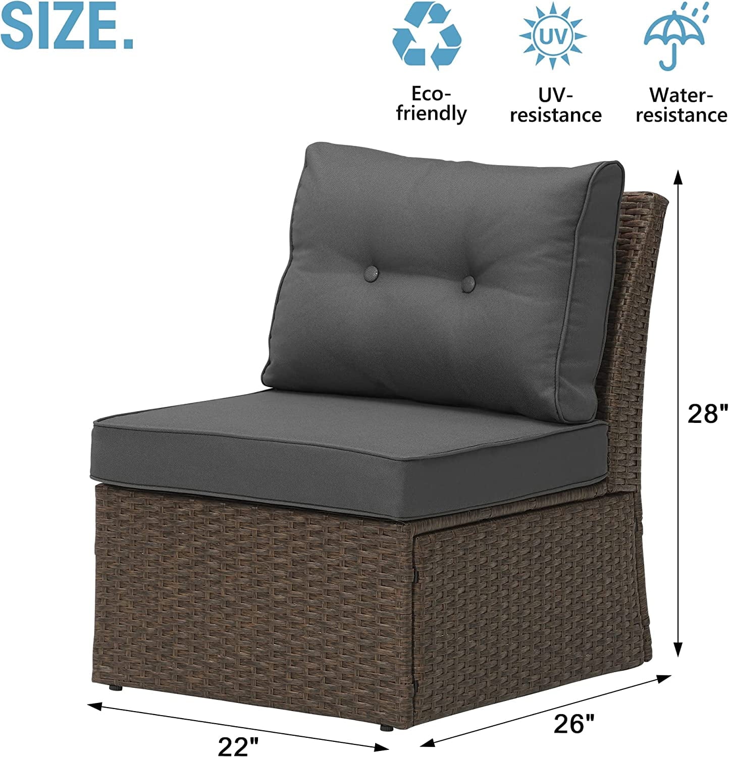 sunvivicollection Patio Furniture Set with Cushions, PE Wicker Outdoor Conversation Set Outdoor Sectional Sofa for Garden, Beach, Balcony and Poolside, Aluminum Frame