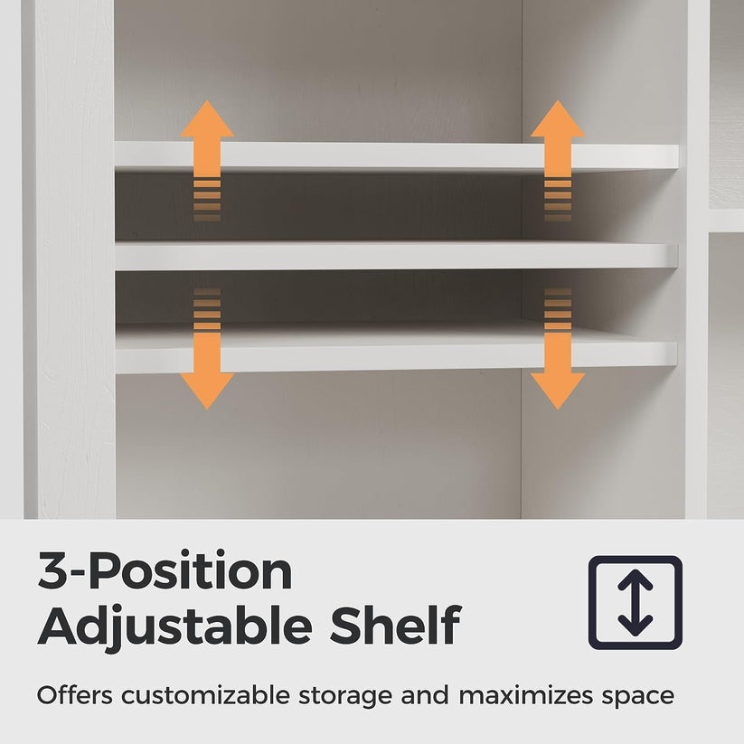 Royalcraft Farmhouse Coffee Bar Cabinet, 52" Wine Cabinet with Sliding Barn Door, Adjustable Shelves, and Steam Holder, Buffet Sideboard Cabinet for Dining Room, Living Room