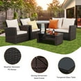 RoyalCtaft 4 Piece Outdoor Patio Furniture Sets, Wicker Conversation Set for Porch Deck, Brown Rattan Sofa Chair with Cushion