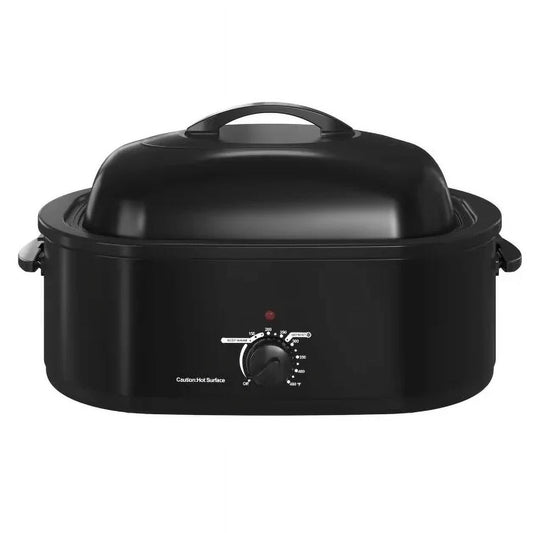 CozyHom 18 QT Electric Roaster Oven, Stainless Steel Roaster Pan for Turkey With Removable Insert Pot, Black