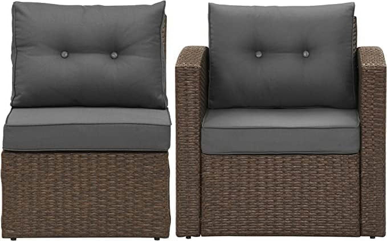 sunvivicollection Patio Furniture Set with Cushions, PE Wicker Outdoor Conversation Set Outdoor Sectional Sofa for Garden, Beach, Balcony and Poolside, Aluminum Frame