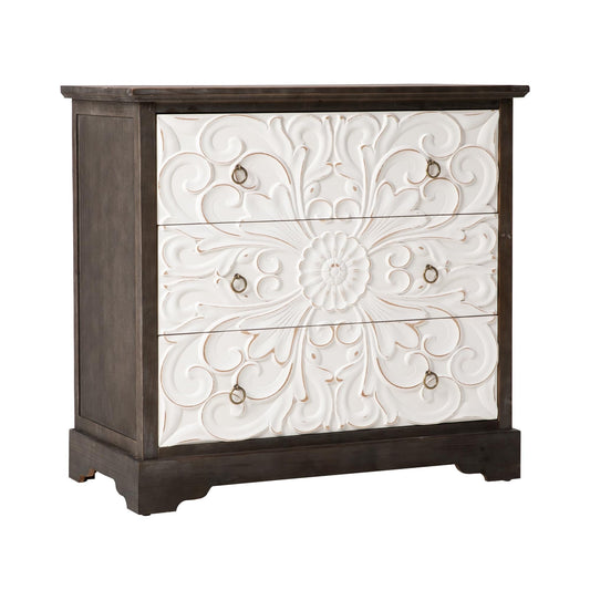 Superjoe 3 Drawer Dresser, 3 Chest of Drawers, Accent Storage Cabinet with Drawers, Wooden Closet Organizer, Bedside Table with Gourd Legs, Farmhouse Nightstand for Bedroom Hallway Living Room, Grey