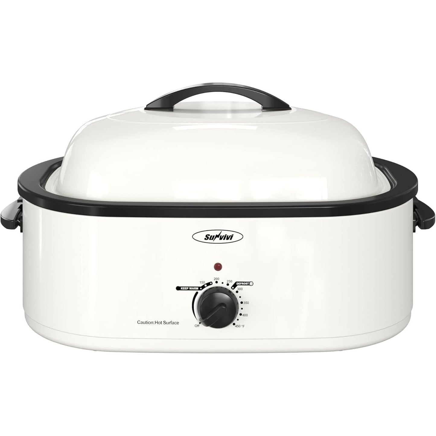Superjoe 20 Quart Electric Roaster Oven with Self-basting Lid, Turkey Roaster Oven with Removable Pan and Rack, White