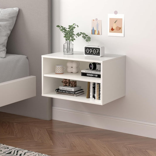 Superjoe Cube Storage Organizer, 2 Tiers Stackable Bookcase with Adjustable Shelf, White Single Cube Shelf, Modular Storage System, Wooden Display Shelf for Living Room, Bedroom, Apartment, Dorm