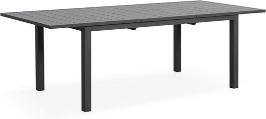 Superjoe Outdoor Patio Dining Table, Aluminum Modern Outside Metal Expandable Patio Table Furniture for Lawn, Balcony, Grey