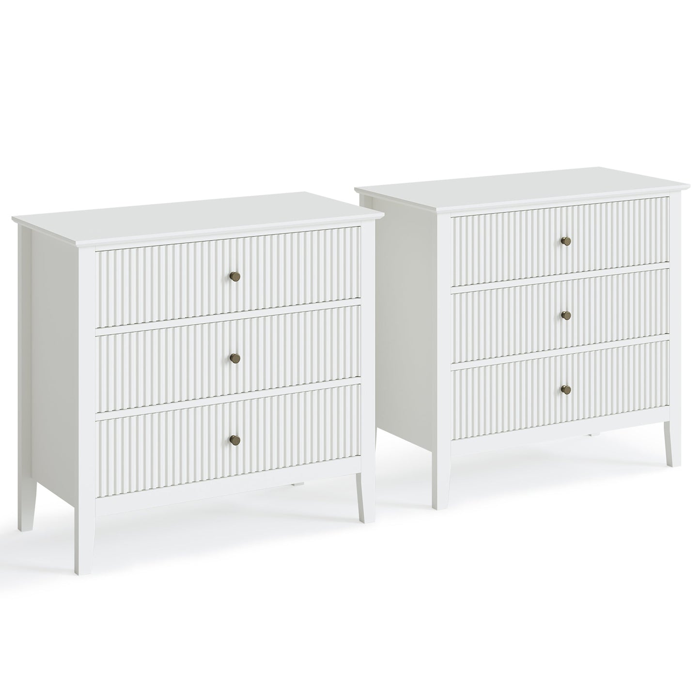 Royalcraft Large Dresser for Bedroom, Modern 3 Drawer Dresser with Silent Slide Drawers, White Chest of Drawers, Wooden Storage Closet Organizer, Small Dresser for Living Room, Nursery, Hallway