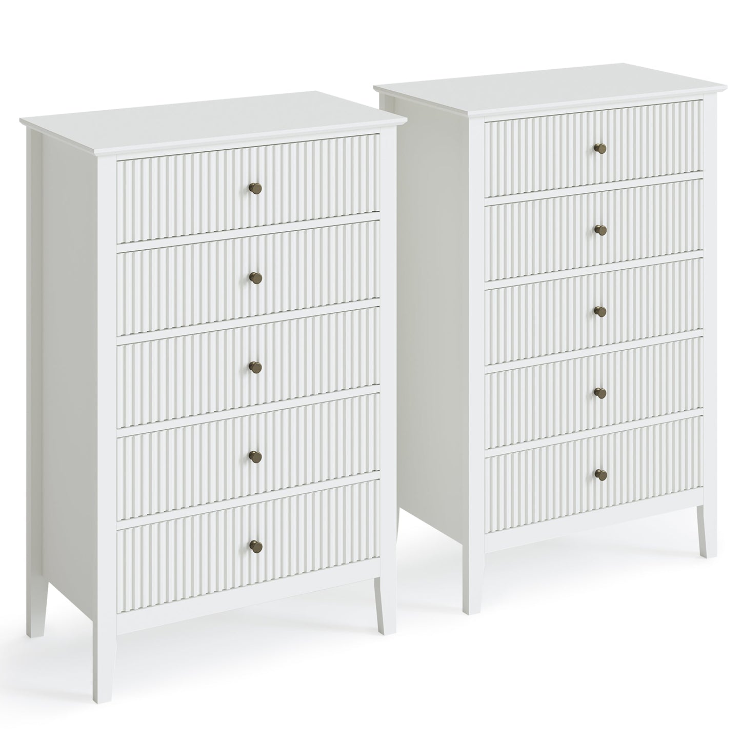 Royalcraft Dresser for Bedroom, Modern 5 Drawers Dresser with Silent Slide Drawers, Tall Chest of Drawers, Wood Storage Cabinet Organizer for Living Room, Nursery, Hallway, Entryway