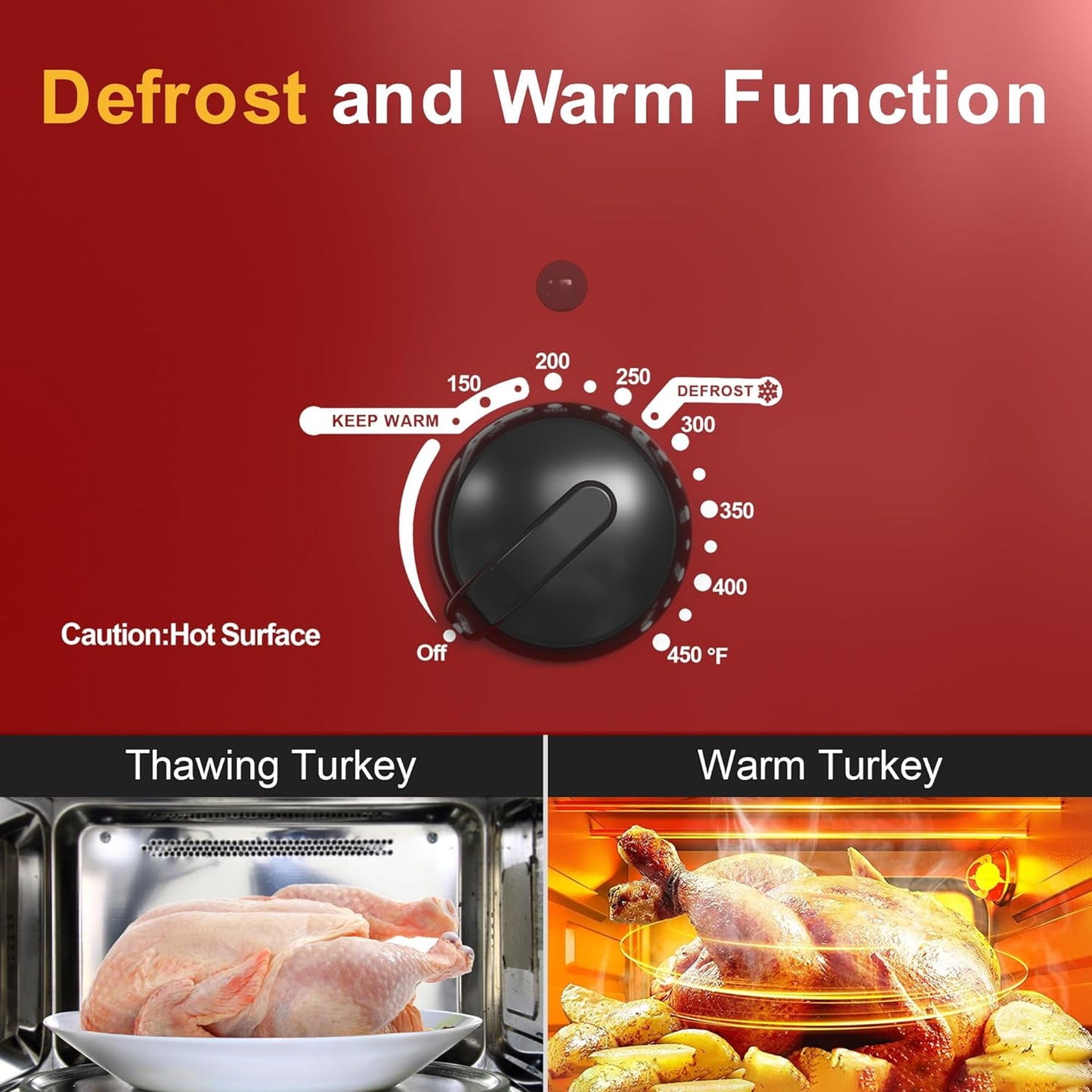 CozyHome 20-Quart Electric Roaster Oven, Turkey Roaster Oven with Removable Pan and Rack, Perfect for Large Meals and Holiday Feasts, Red