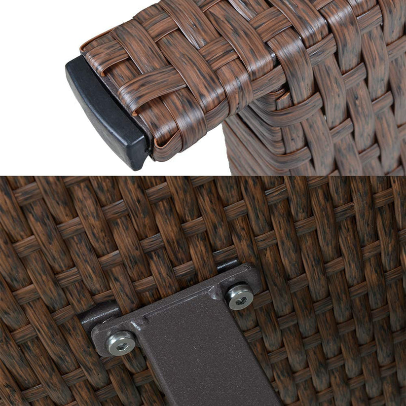 Royalcraft Outdoor Wicker Dining Table, Rectangle Rattan Patio Furniture Dining Table with Aluminum Top, Brown