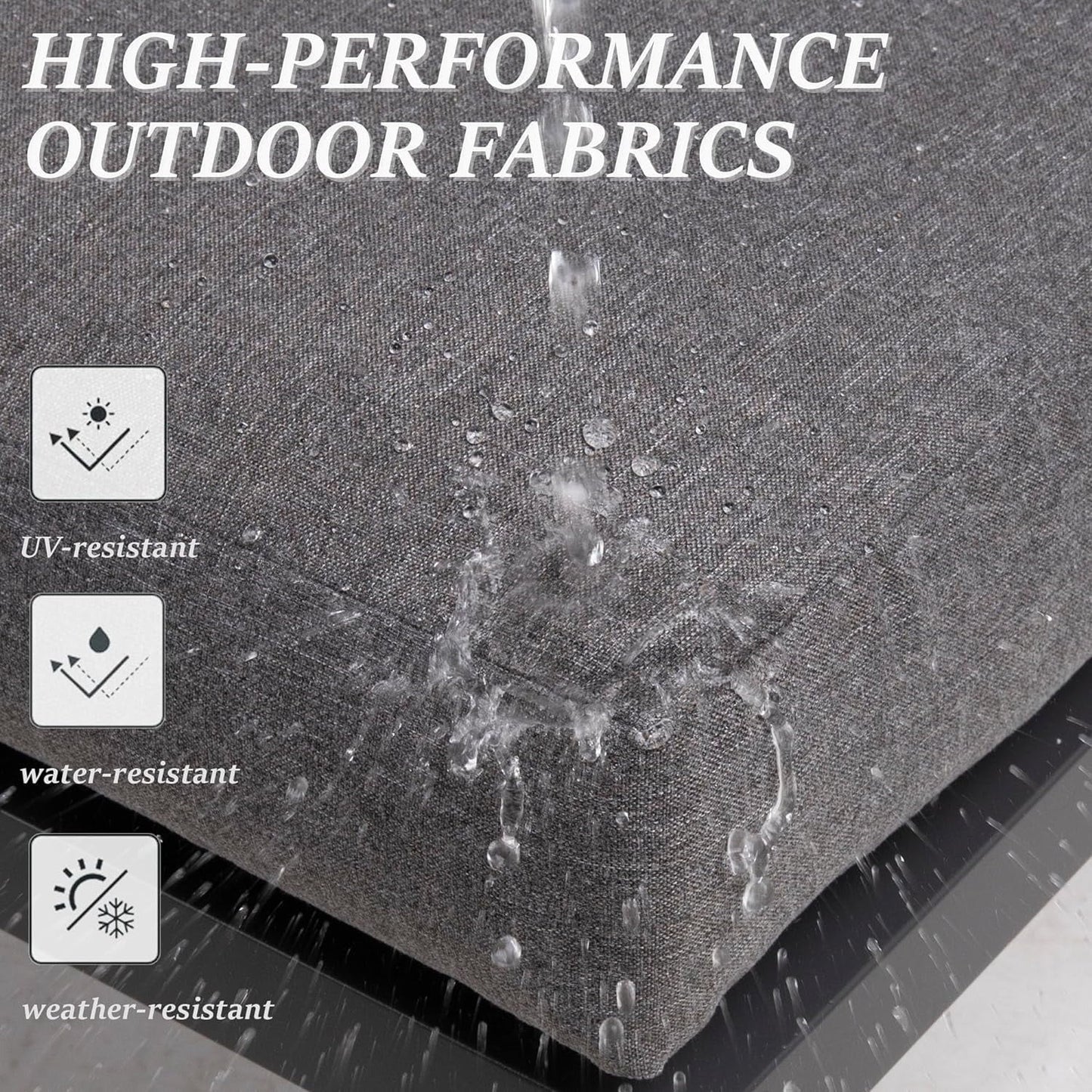 sunvivicollection Aluminum Outdoor Patio Bench, Upholstered Bench with Thick Cushion for Porch Balcony Backyard, Grey