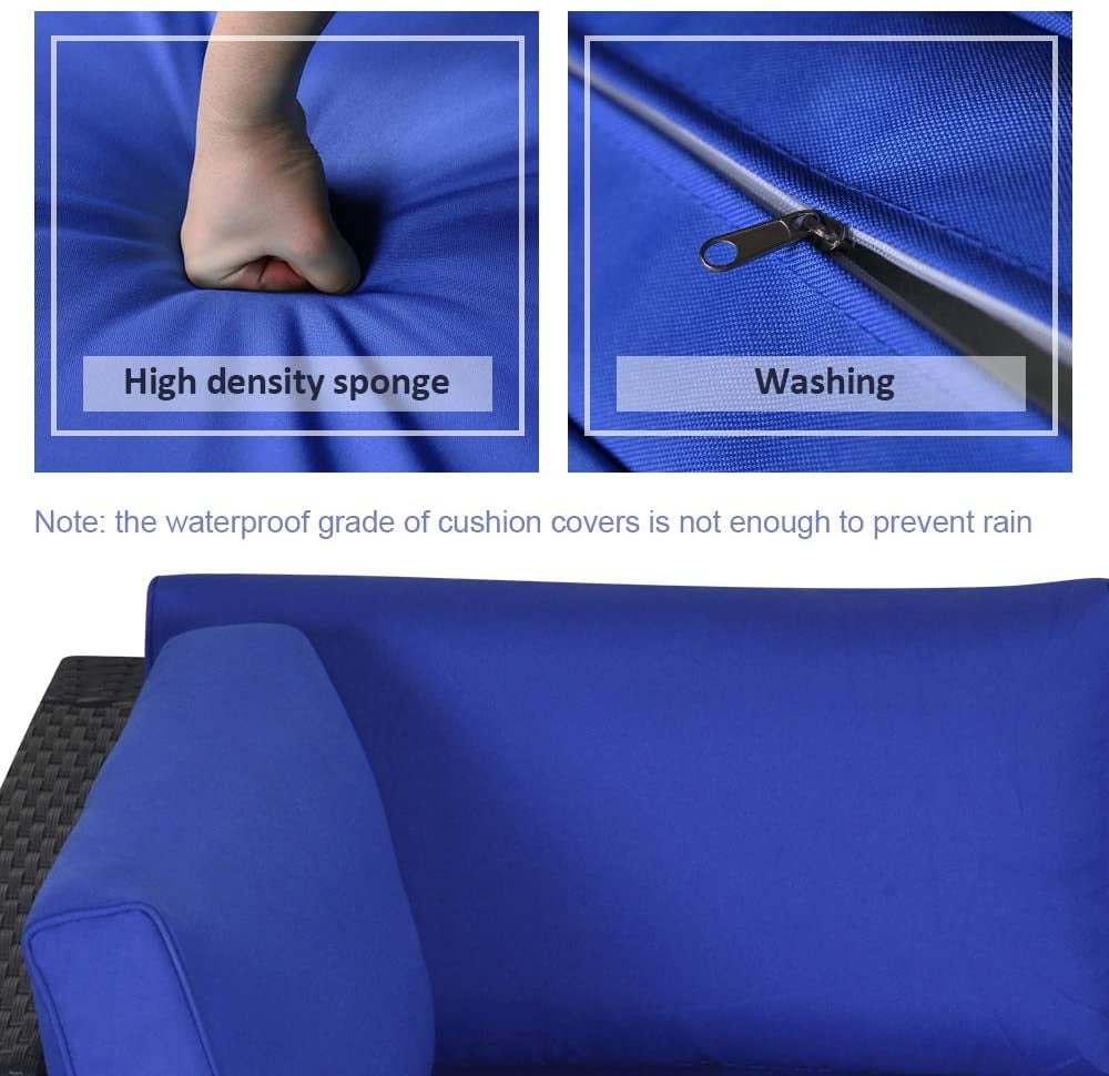 Sunvivi Patio Furniture Set with Cushions, PE Wicker Outdoor Conversation Sofa Patio Sectional Coffee Table for Garden, Beach, Balcony and Poolside, Aluminum Frame