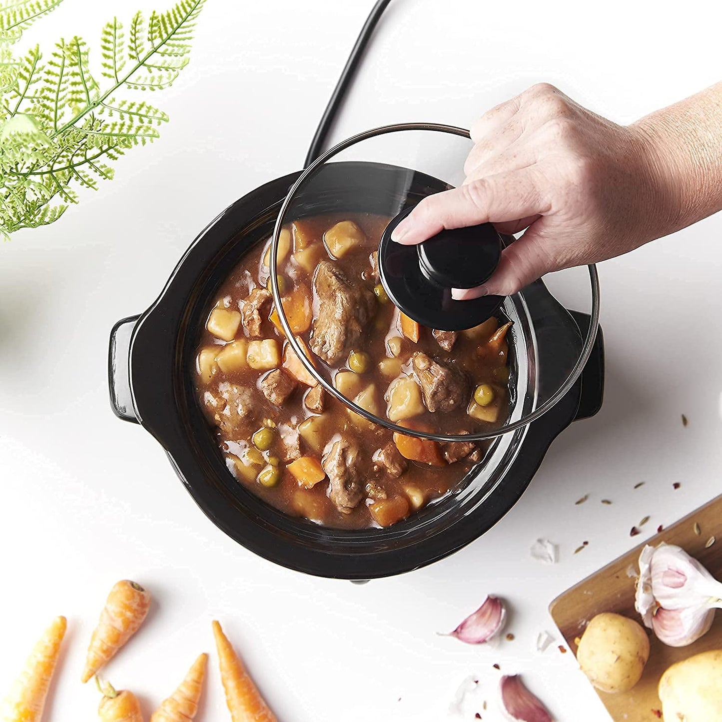 SUNVIVI Dual Pot Slow Cooker, 2 Pot Small Mini Crock Buffet Server and Warmer with Ceramic Pot, Adjustable Temp