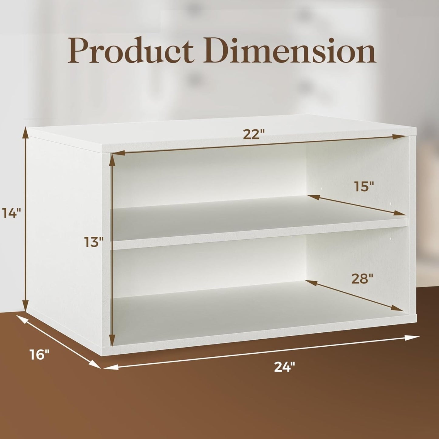 Superjoe Cube Storage Organizer, 2 Tiers Stackable Bookcase with Adjustable Shelf, White Single Cube Shelf, Modular Storage System, Wooden Display Shelf for Living Room, Bedroom, Apartment, Dorm
