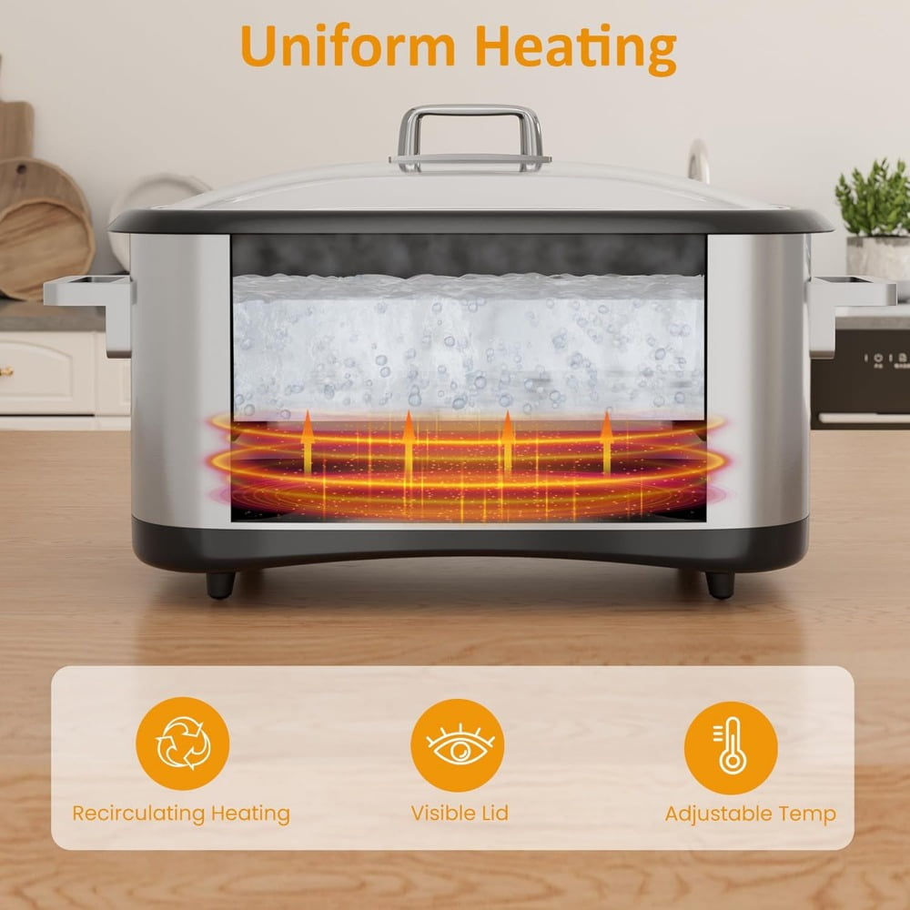 8 Quart 12-IN-1 Multi Cooker, Digital Programmable Slow Cooker with LED Display & Timer, 1250W Rice Cooker with Nonstick Inner Pot for Bake, Saute, Roast, Stew, Sous Vide, Dishwasher Safe, Silver