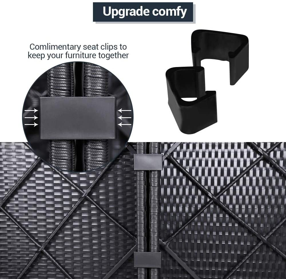 Sunvivi Patio Furniture Set with Cushions, PE Wicker Outdoor Conversation Sofa Patio Sectional Coffee Table for Garden, Beach, Balcony and Poolside, Aluminum Frame