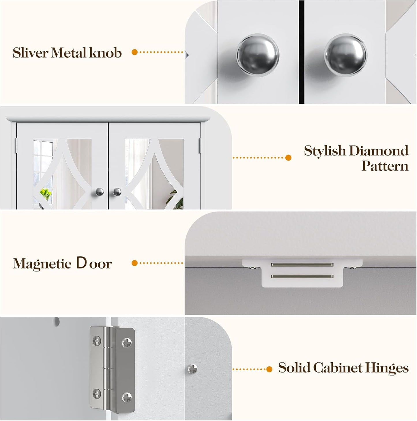 Superjoe Bathroom Medicine Cabinet with Mirror, Vanity Wall Mounted Storage Cabinet with Adjustable Shelves and Towel Bar, Hanging Wall Cabinet for Bathroom, Laundry, Living Room, White